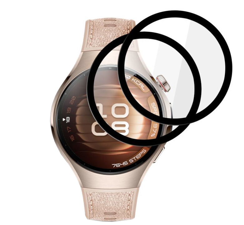 Szkło hybrydowe Tech-Protect Glass Flex+ do Huawei Watch 5 46mm, 2 sztuki, przezroczyste z czarną ramką.